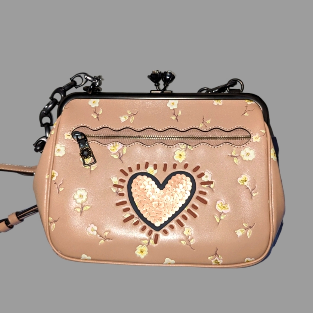 Rare Like new 1941 Keith Haring Kisslock crossbody in Nude pink